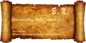 Bereszky Nándor névjegykártya